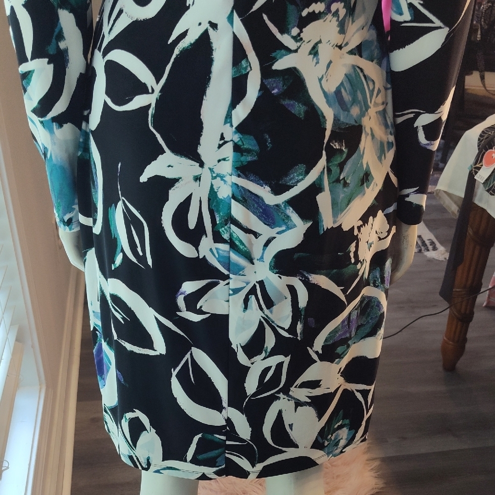 Lauren Ralph Lauren Black and White Long Sleeve Sheath Dress - Picture 7 of 10
